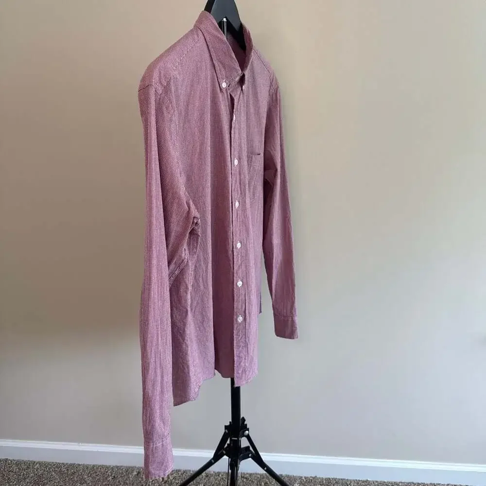 J. Crew 100% cotton Men's Red and White Mini Check Long Sleeve Button-Down